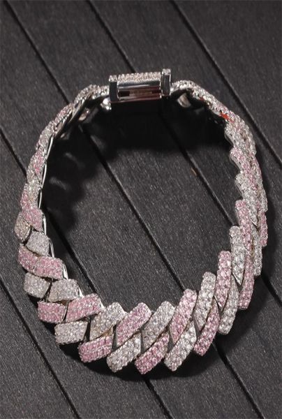 

new arrival personalized gold bling diamond mens cuban link chain bracelet iced out cubic zirconia curb wristband chains jewelry 37015508, Black