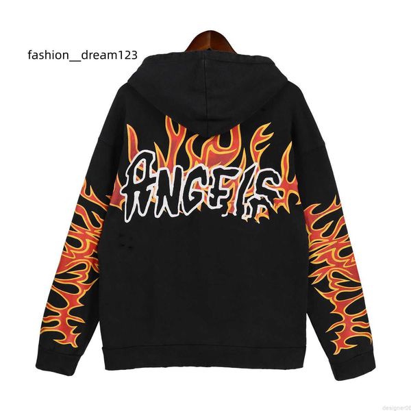 

hoodie for men plam fashion angle cotton designer 2023 in spring and autumn angles old washed flame sweater long sleeved fashionable x508, Black