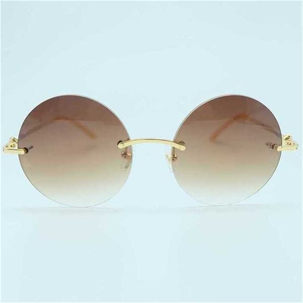

50% off sunglasses 2023 round metal carter rimless luxury mens brand designer vintage lentes de sol mujerkajia new, White;black