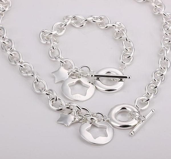 

whole lowest christmas gift 925 silver necklacebracelet set s278922935