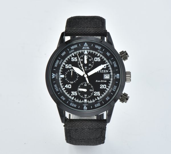 

citizen eco-drive series mens watch casual fashion three-eye multi-function chronograph sapphire mirror designer movement automatic quartz w, Slivery;black