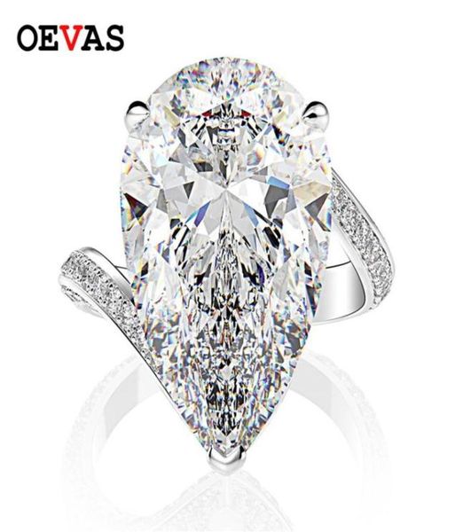 

luxury 925 sterling silver 13 22mm water drop ice cut high carbon diamond rings for women wedding engagement jewelry gift269g5023012, Slivery;golden