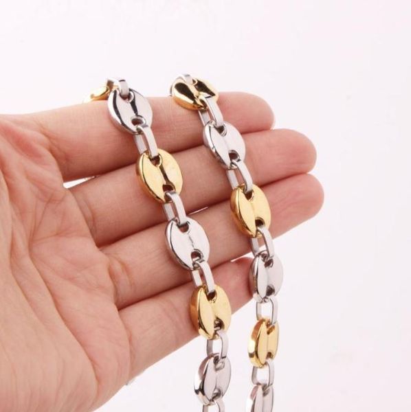 

chains men039s silver gold 316l stainless steel coffee bead bean chain necklaces women fashion jewelry choker party gift 16406355278