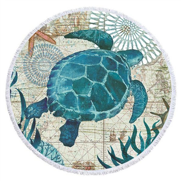 

ocean turtle tassel round bath towel beach towel microfibre travel compressed shower bathroom towels bath towels for adults cooler