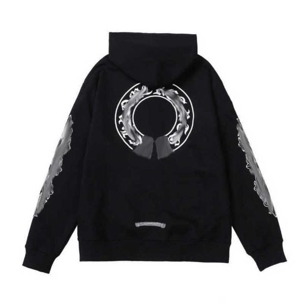 

luxury men's fashion jackets hoodies brand ch sweatshirts designers zipper hooded sweater men women casual pullover sanskrit horseshoe, Black;brown