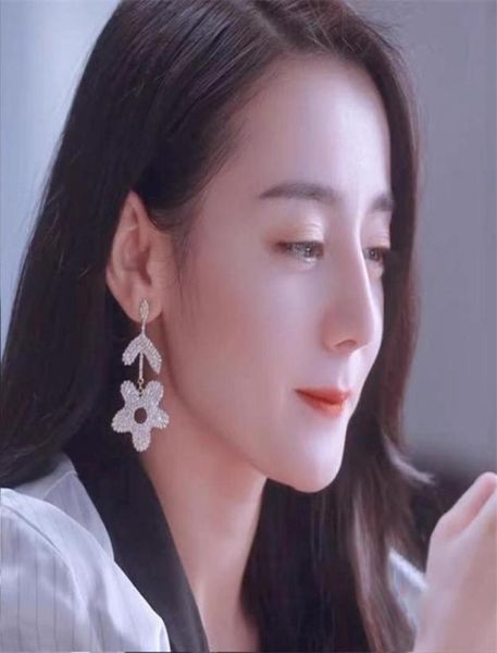

dangle chandelier dilraba same you are my glory fashion trend women039s earrings personalized inlaid flowers simple temperame5727059, Silver