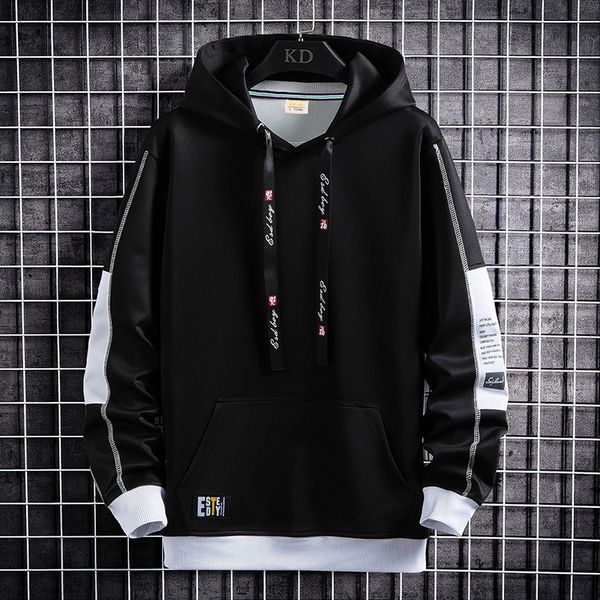

men's hoodies sweatshirts casual men's hoodies spring autumn harajuku solid sports hooded sweatshirts hip hop streetwear clothes, Black