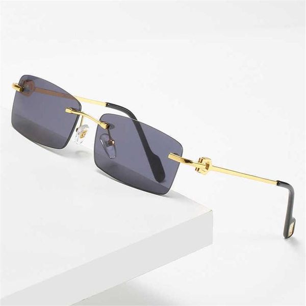 

56% off wholesale of versatile for men and women with frameless square c-shaped plate legs sunglasses optical glasses, White;black