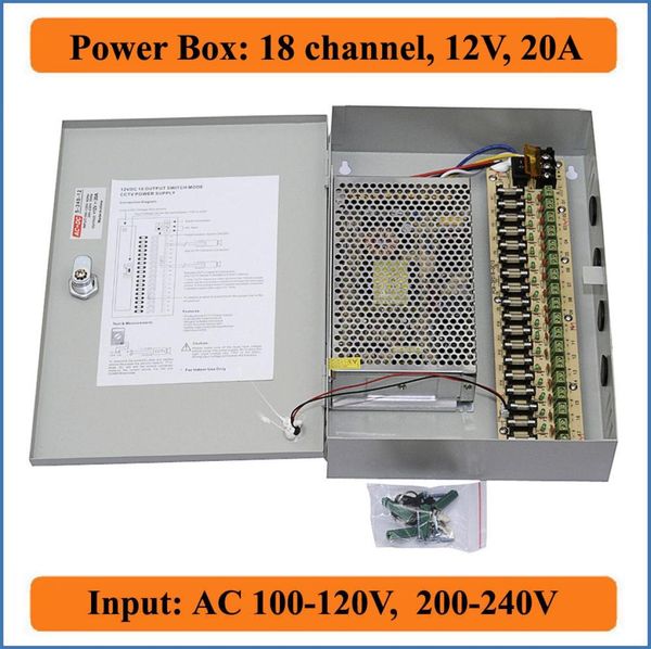 

18 channel dc12v 20a cctv camera power box cctv ptc distributed switching power supply box for security video camera 18ch port7341698