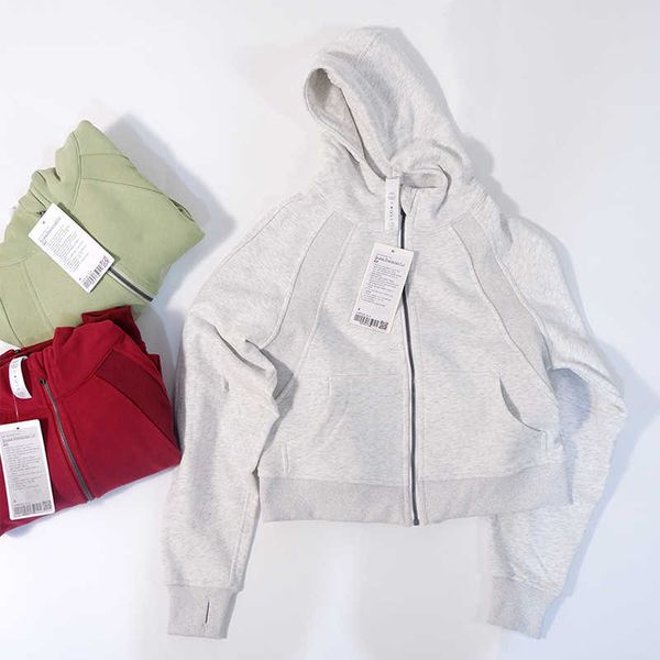 

ll oversized waist length jackets scuba full-zip hoodie sweatshirts soft thumbholes leisure yoga coat for outdoor