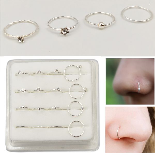 

navel bell button rings 16pcspack 925 sterling silver hoop nose ring 22 g huggie earring piercing body jewelry 230729