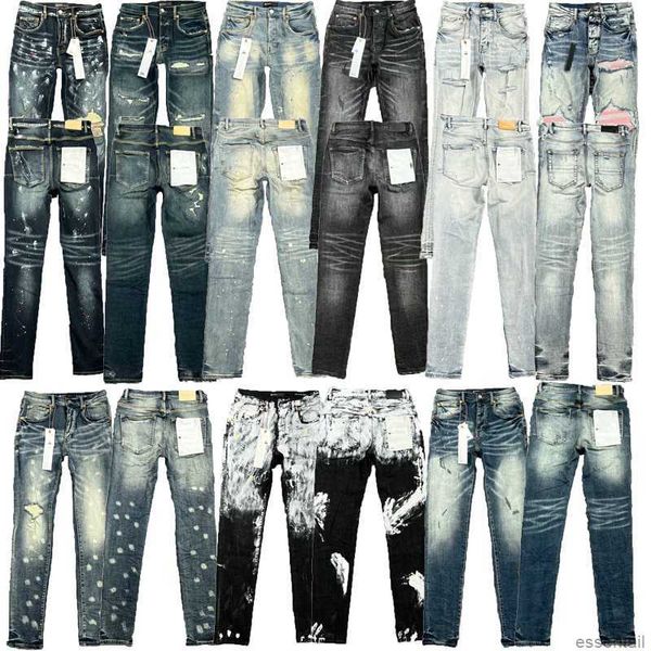 

designer purple jeans brand european ripped jean men embroidery quilting ripped for trend brand vintage pant mens fold slim skinny fashion s, Blue