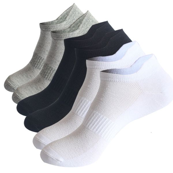 

mens socks 6 pairs men socks plus size sports ear mesh spot student running solid color cotton boat ankle socks 230729, Black