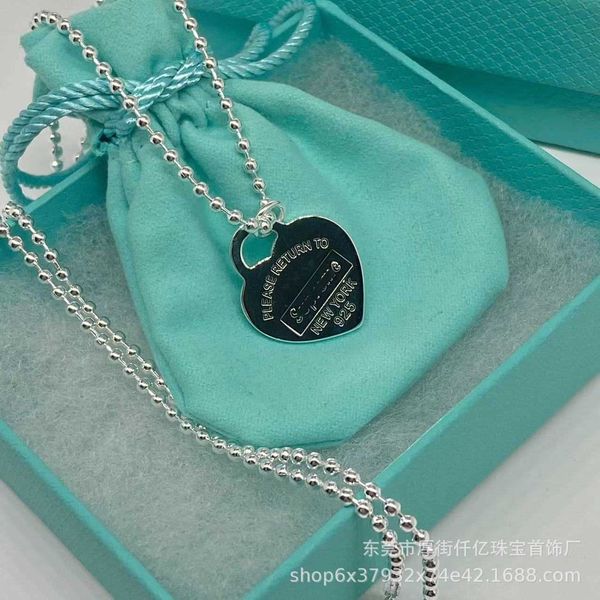 

high version tiffay high version s925 sterling silver co-branding bead necklace fashion simple feeling clavicle chain, Black