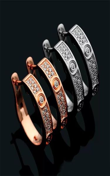 

new famous 316l stainless steel stud earring with full diamond for mother and women earring jewelry8260099, Golden;silver