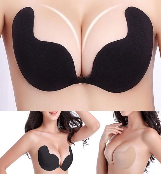 

push up silicone mango bra self adhesive seamless strapless bra front closure 34 cup gel invisible bras for women backless c3919643, Red;black