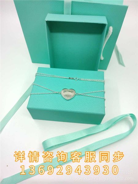 

versatile tiffay tiff925 sterling silver v gold material simple temperament fashion versatile love brand double layer necklace, Black