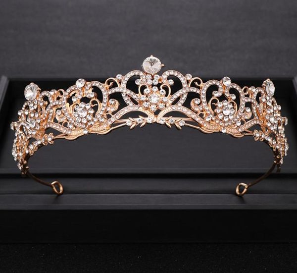 

vintage rhinestone crystal gold crown princes wedding tiara headband bridal diadem dress party prom hair jewelry accessories7014556229726, White;golden