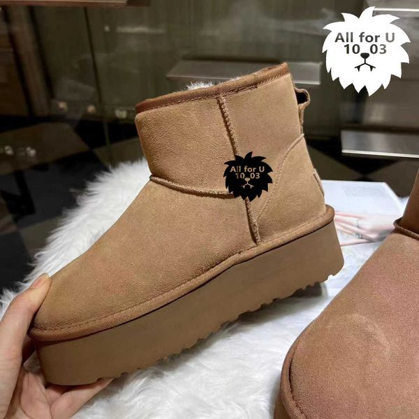 

women winter ultra mini boots designer casual shoes australian platform boots for men real leather warm ankle fur sheep wool booties luxurio, Black