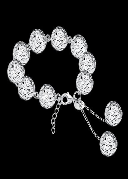 

14cm hollow balls bracelets women039s jewelry 925 sterling silver 205cm bangles h088 gift pouches4745145, Golden;silver