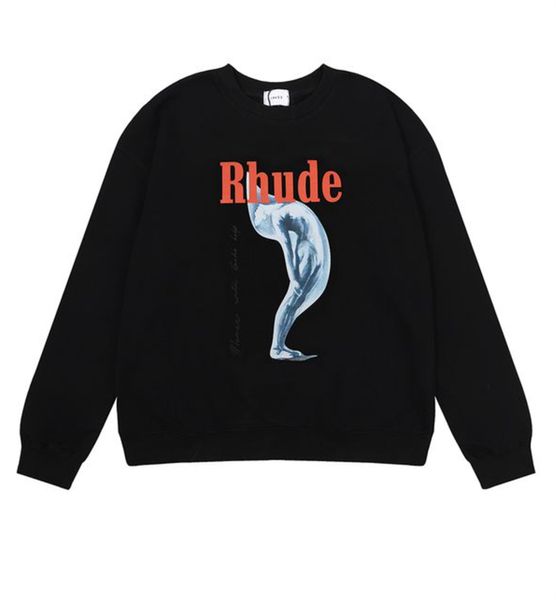 

2023 latest men's and women's hoodie fashion trend hip-hop autumn and winter street round neck long-sleeved hooded pullover clothe, Black