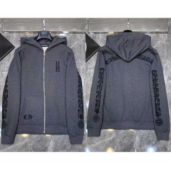 

men's luxury fashion sweatshirts jackets brand ch hoodies zipper hooded men women designers sanskrit horseshoe cross pullover sweater h, Black