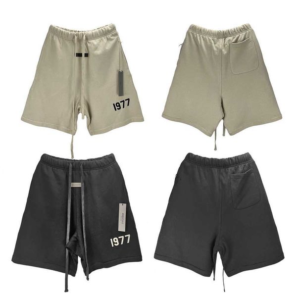 

fog essentials double thread 1977 flocked printed shorts for men and women high street pure cotton sports pants, White;black