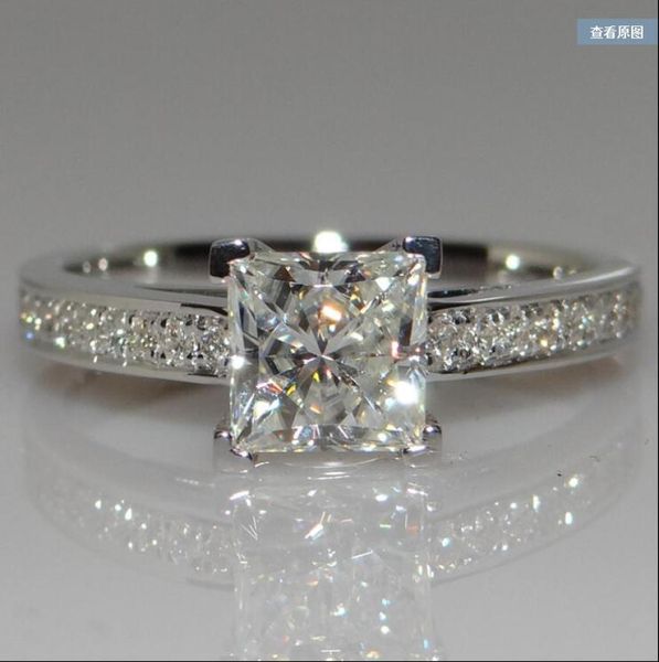 

925 sterling silver four claws square zircon simulated diamond elegant rings fashion women engagement wedding jewelry5152585, Slivery;golden