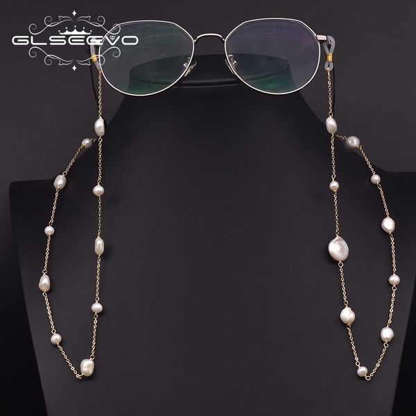 

wedding hair jewelry glseevo natural baroque pearl glasses chain necklace pendant for women does not include charms fine jewellery gn0242 23, Slivery;golden