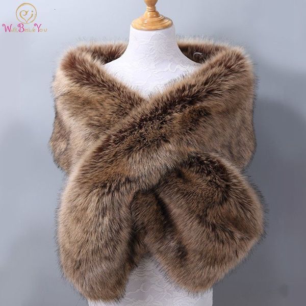 

women's fur faux fur 42 colors 165*28cm brown faux fur wedding shawl woman party stoles bride cape cloak winter bridal wrap bolero acce, Black