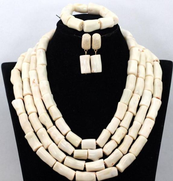 

earrings necklace cream white african costume jewelry set beauty coral beads wedding for woman cnr4449764637, Silver