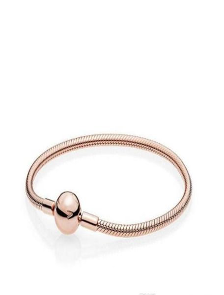 

18k rose gold 3mm chain bracelet fit pandora silver charms european beads diy jewelry making for beautiful women4628794, Black