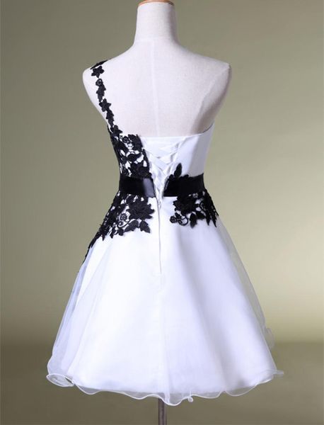 

party homecoming prom dresses in stock formal gowns with one shoulder white black lace lace up actual image sd1188630008
