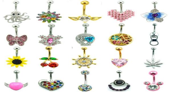 

mix belly button rings mix design 316l stainless steel bar navel rings body piercing jewelry3505192, Silver