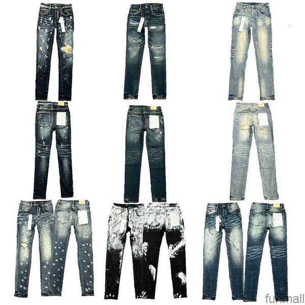 

designer purple jeans brand fashion mens jean distressed motorcycle biker rock skinny slim ripped hole letter brand hip hop denim pants 9mrx, Blue