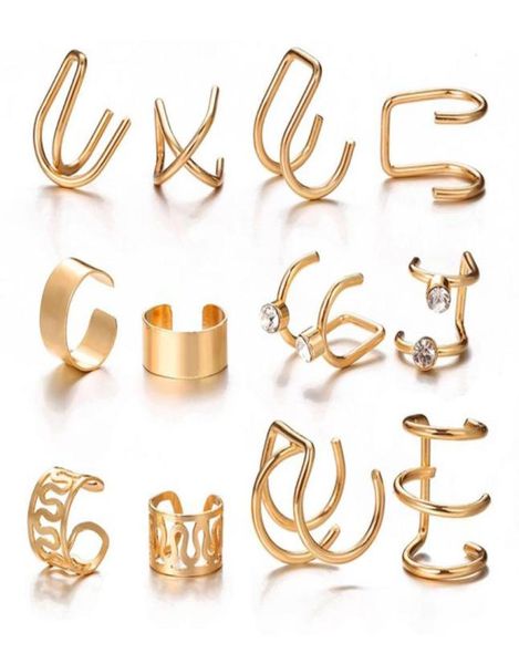 

36pcs fashion ear cuff gold silver black clip on earrings set for women climbers no piercing fake cartilage earring accessories gi6530805