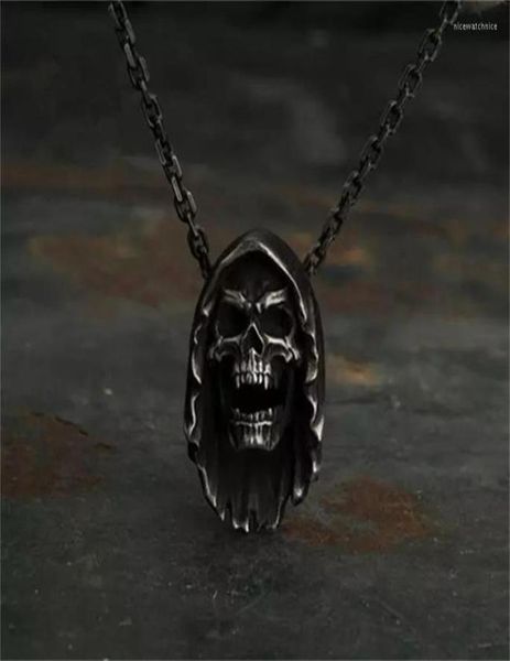 

pendant necklaces vintage men039s stainless steel skull necklace gothic punk locomotive rider jewelry5759275, Silver