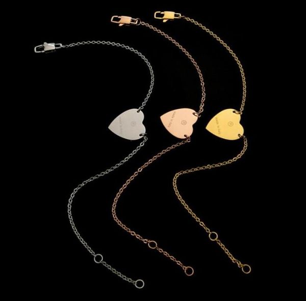 

never fading simple big heart pendant bangles 3 colors gold plated classic style logo printed women designer jewelry 21cm stainles7114561, Black