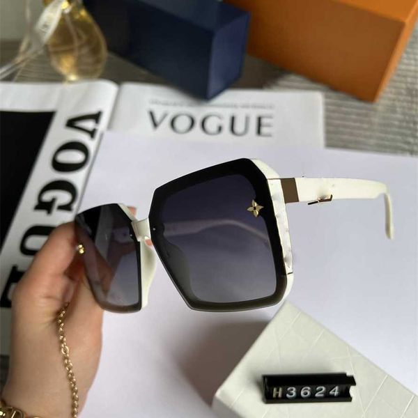 

52% off wholesale of sunglasses new large frame women's polarized hd square four-leaf clover sunglasses, White;black