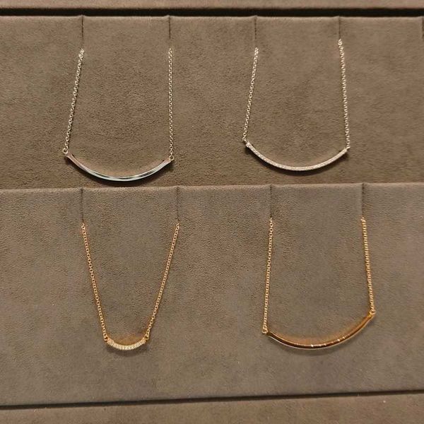 

high version tiffay smiling face necklace female 18k rose gold 925 sterling silver colorful collar chain simple luxury small and popular pen