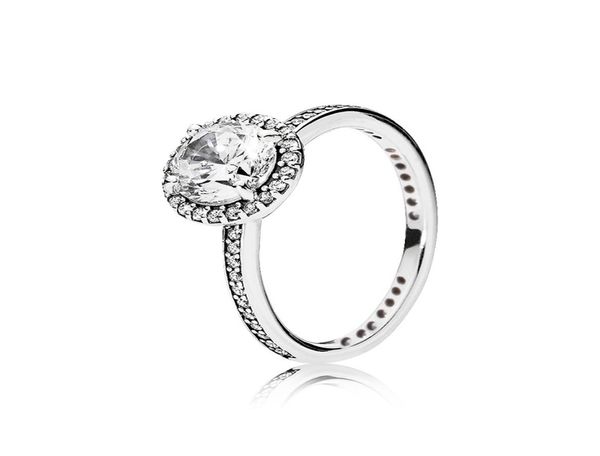 

classic cz diamond ring for 925 sterling silver round retro ladies elegant ring with original box fashion items9041891, Slivery;golden