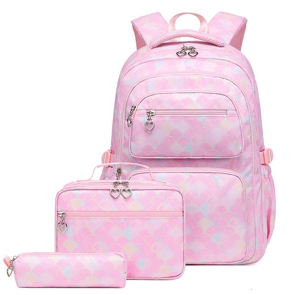 

school bags 3 pcs set for teenage girls student backpack schoolbag with pencil case lunchbox 2023 printed shoulder book bag 230729