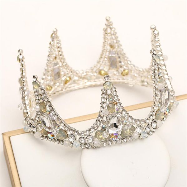 

2021 new stunning silver white crystals full wedding tiaras and crowns bridal tiaras accessories vintage baroque bridal tiaras cro295m, Slivery;golden