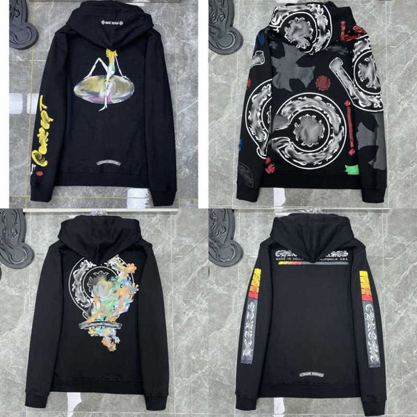 

men's classics luxury sweatshirts jackets brandch hoodies zipper hooded men women designers sanskrit horseshoe cross pullover sweater h, Black