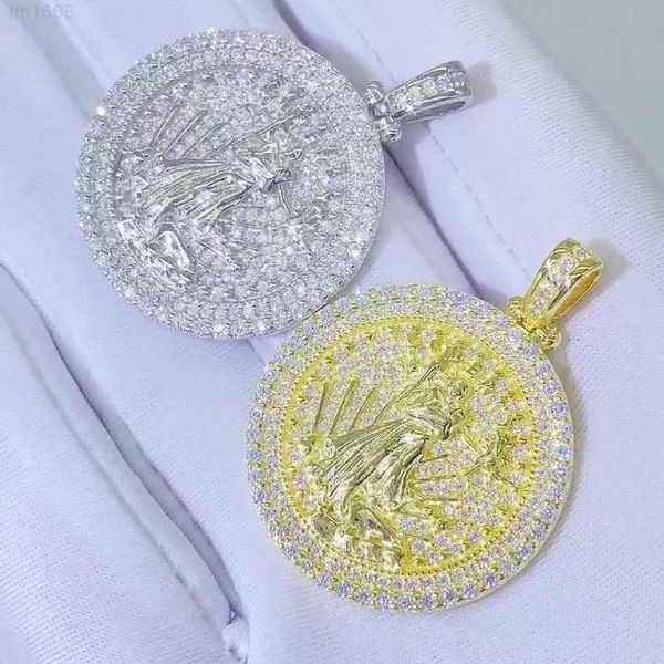 

925 silver vermeil necklace iced out vvs moissanite diamonds liberty pendant tennis chain set hip hop jewelry for men women