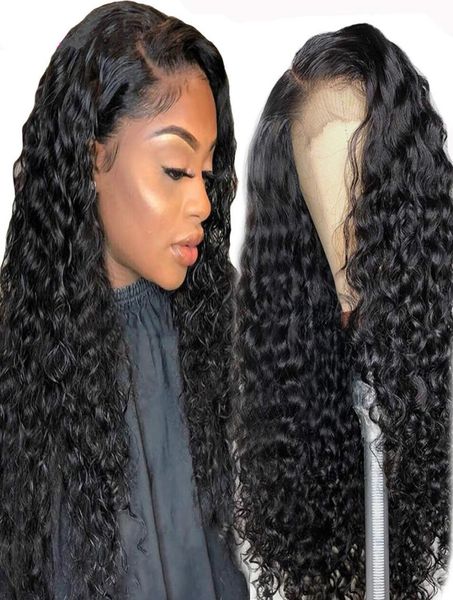 

deep wave 13x6 13x4 lace front human hair wigs for black women prepluck glueless brazilian curly 5x5hd lace closure wig8514237, Black;brown