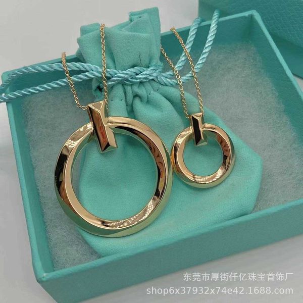 

high version t1 circle necklace s925 sterling silver tiffay high edition smooth collar chain fashion and simplicity, Black