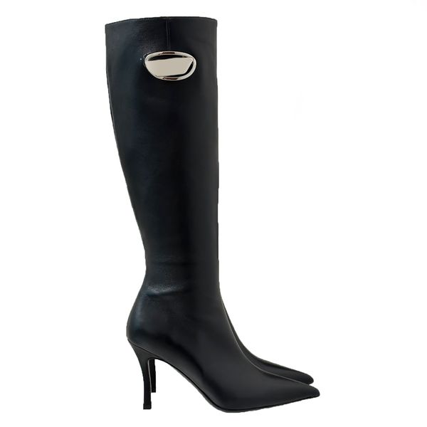 

designer australia pumps woman boots outdoor shoes white high heels women ankle boot cowskin pointed-toe bottom new season booty style high, Black