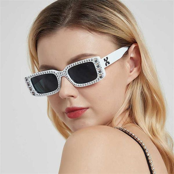 

56% off wholesale of small box square diamond like for women fashion street pgraphy personalized sunglasses new trend sunglasses, White;black
