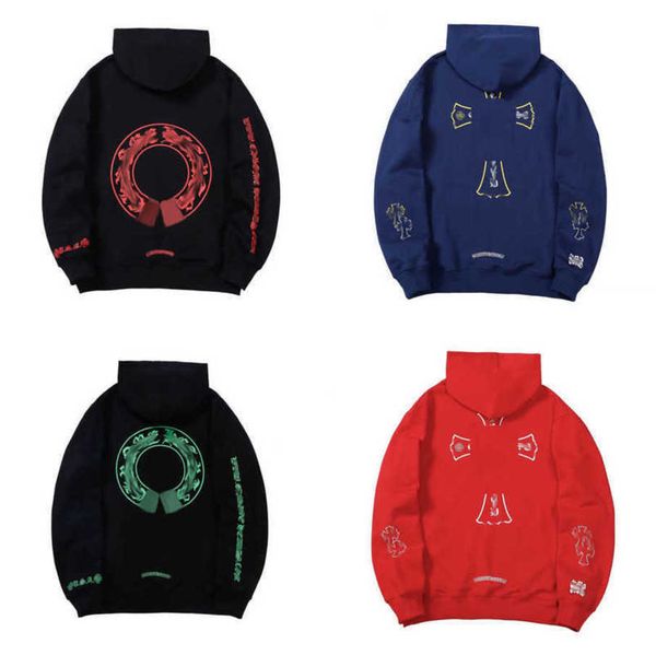 

luxury fashion men's jackets hoodies brand ch sweatshirts designers zipper hooded sweater men women casual pullover sanskrit horseshoe, Black